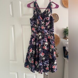 Hell bunny skull and floral dress medium